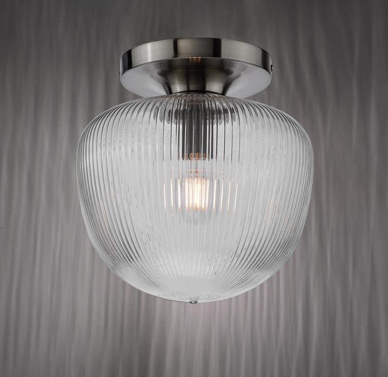 Dar Lighting Abrielle Flush Brushed Nickel and Ribbed Glass • ABR5208