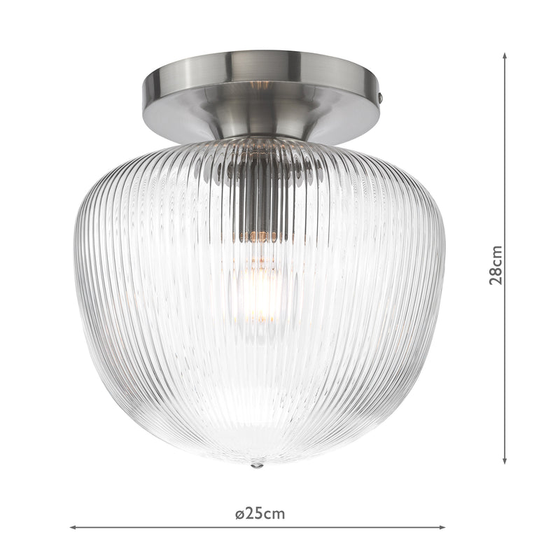 Dar Lighting Abrielle Flush Brushed Nickel and Ribbed Glass • ABR5208
