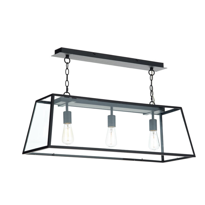 Dar Lighting Academy 3 Light Bar Pendant Matt Black and Glass • ACA0322