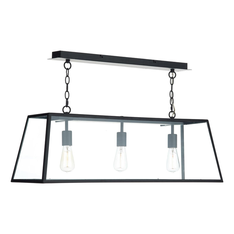 Dar Lighting Academy 3 Light Bar Pendant Matt Black and Glass • ACA0322