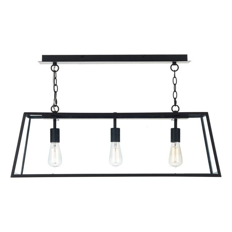 Dar Lighting Academy 3 Light Bar Pendant Matt Black and Glass • ACA0322