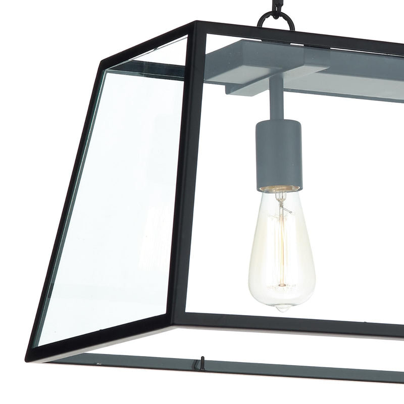 Dar Lighting Academy 3 Light Bar Pendant Matt Black and Glass • ACA0322