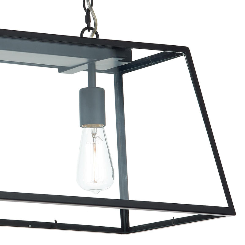 Dar Lighting Academy 3 Light Bar Pendant Matt Black and Glass • ACA0322