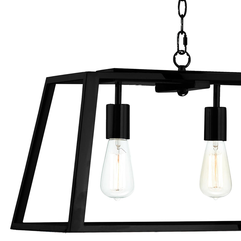 Dar Lighting Academy 5 Light Bar Pendant Matt Black and Glass • ACA0522
