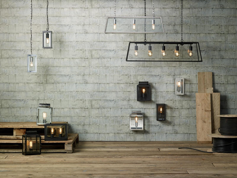 Dar Lighting Academy 5 Light Bar Pendant Matt Black and Glass • ACA0522