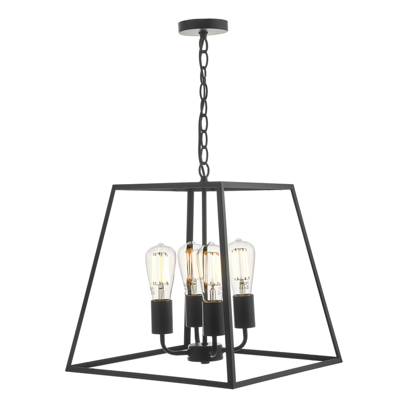 Dar Lighting Academy 4 Light Lantern Matt Black • ACA8622