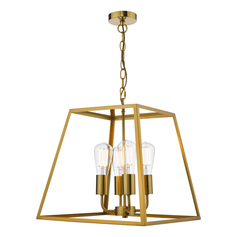 Dar Lighting Academy 4 Light Lantern Natural Brass • ACA8635
