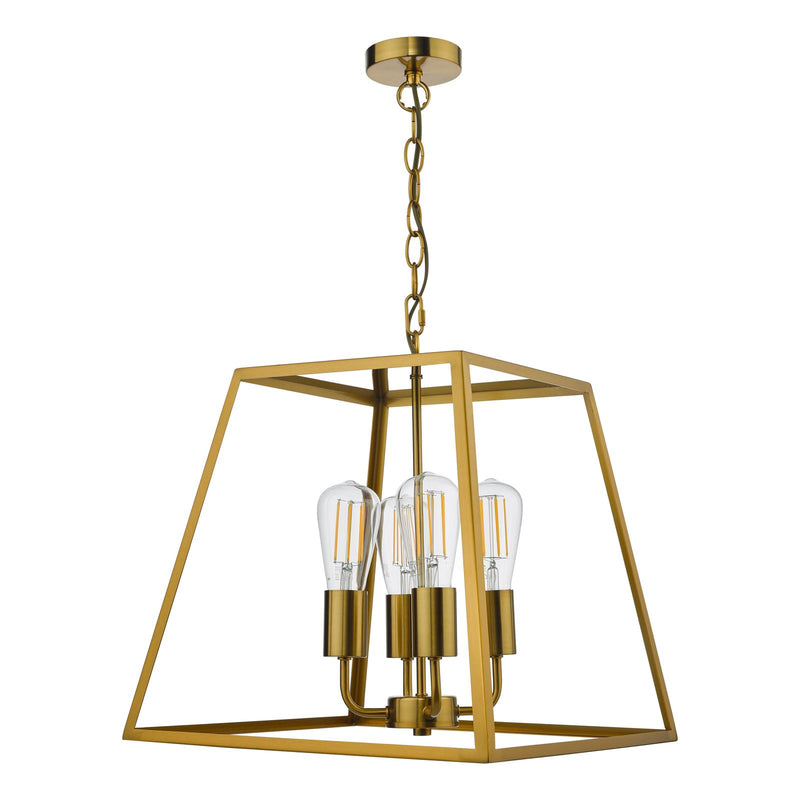Dar Lighting Academy 4 Light Lantern Natural Brass • ACA8635