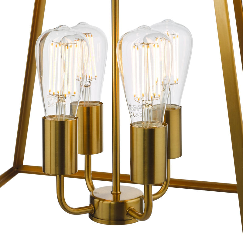 Dar Lighting Academy 4 Light Lantern Natural Brass • ACA8635