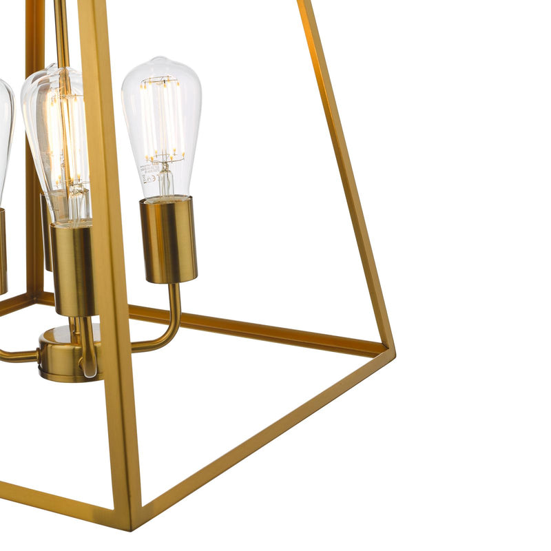 Dar Lighting Academy 4 Light Lantern Natural Brass • ACA8635