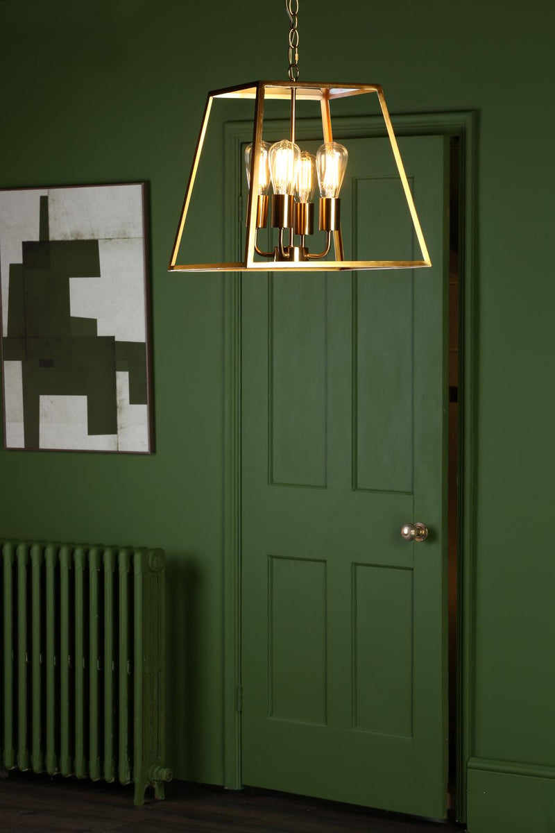 Dar Lighting Academy 4 Light Lantern Natural Brass • ACA8635