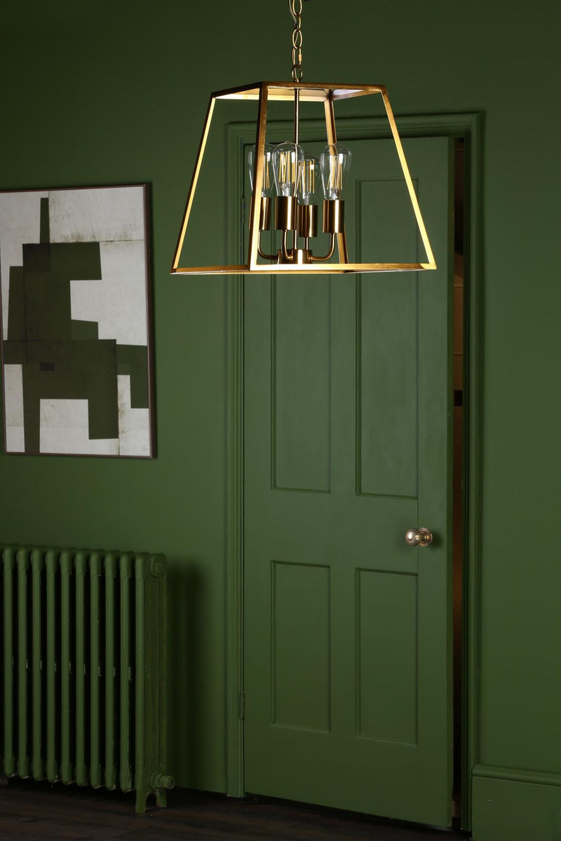 Dar Lighting Academy 4 Light Lantern Natural Brass • ACA8635