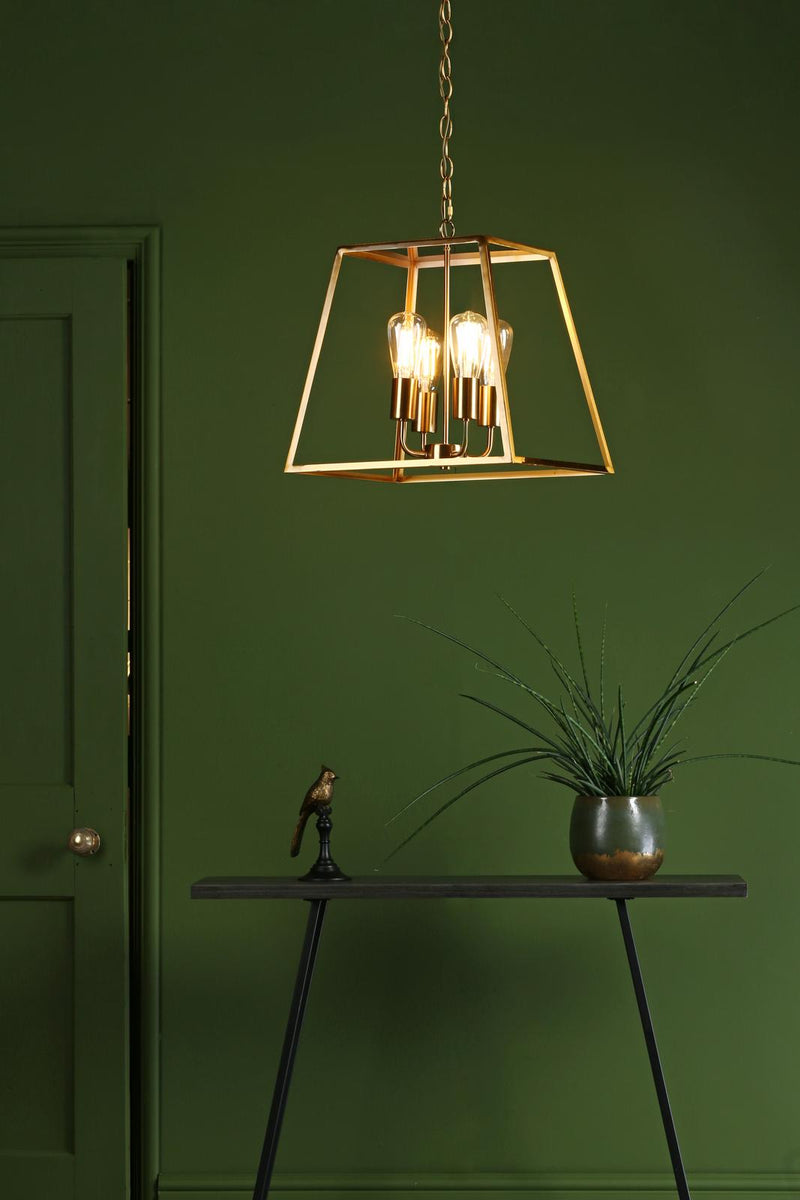Dar Lighting Academy 4 Light Lantern Natural Brass • ACA8635