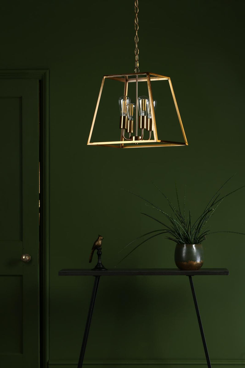 Dar Lighting Academy 4 Light Lantern Natural Brass • ACA8635