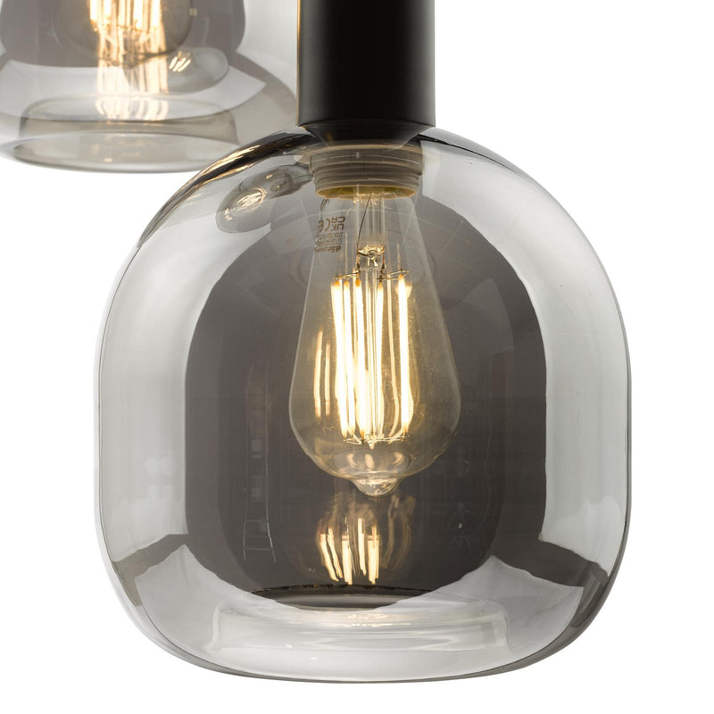 Dar Lighting Aiden 3 Light Cluster Pendant Satin Black & Smoked  • AID0310
