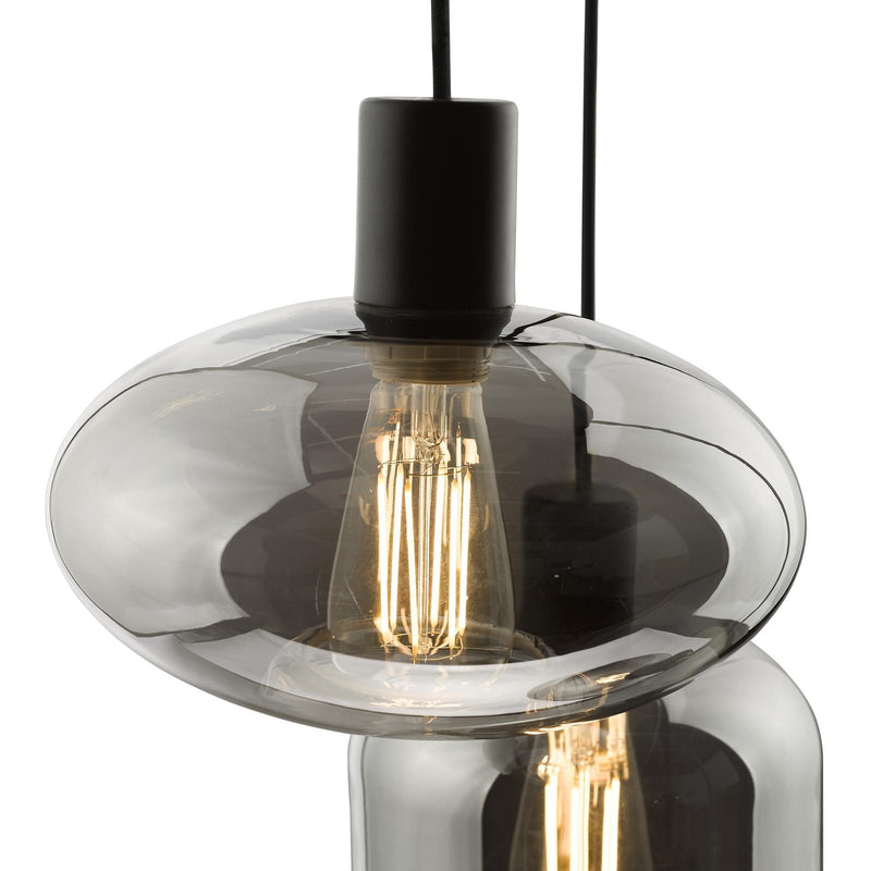 Dar Lighting Aiden 3 Light Cluster Pendant Satin Black & Smoked  • AID0310