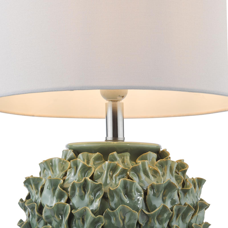Dar Lighting Ailsa Ceramic Table Lamp Green With Shade • AIL4224-PYR142