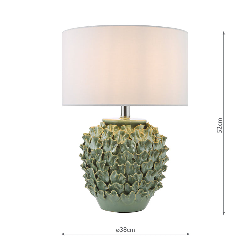 Dar Lighting Ailsa Ceramic Table Lamp Green With Shade • AIL4224-PYR142