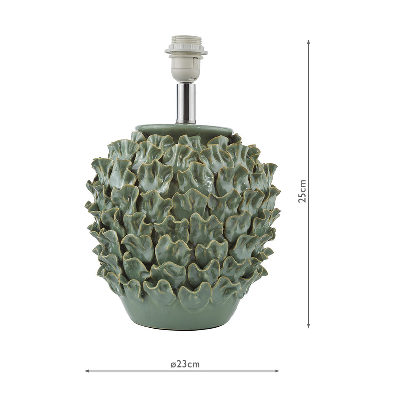 Dar Lighting Ailsa Ceramic Table Lamp Green Base Only • AIL4224