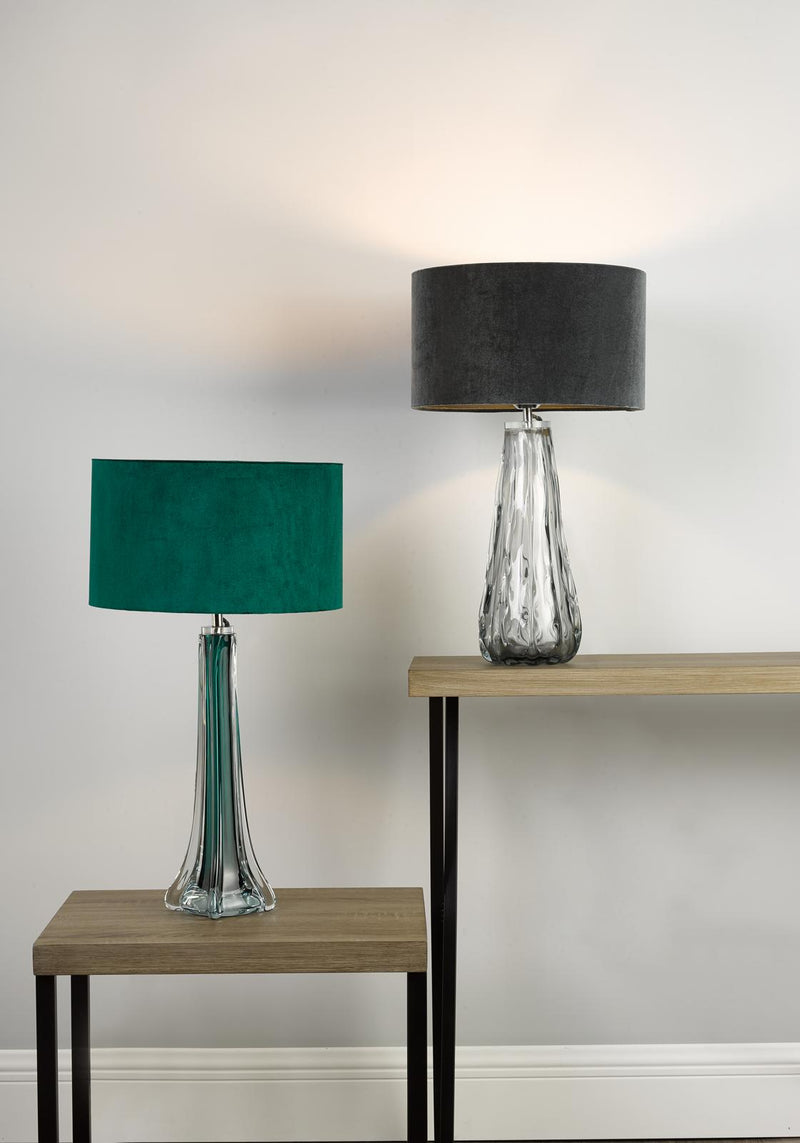 Dar Lighting Akavia Green Velvet Drum Shade 35cm 35cm • AKA6524