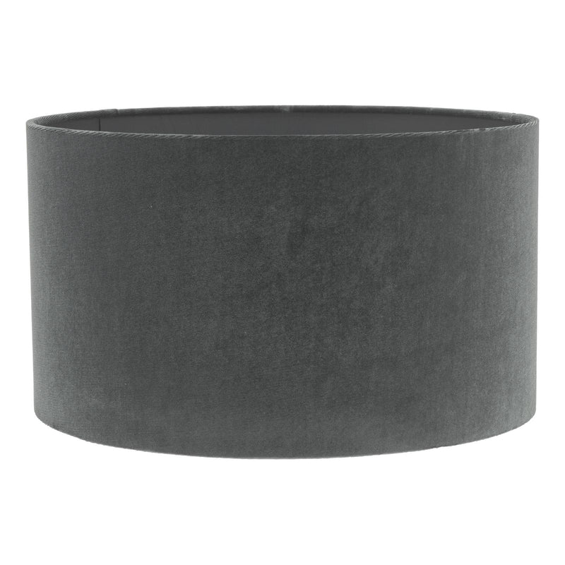 Dar Lighting Akavia Grey Velvet Drum Shade 35cm 35cm • AKA6539