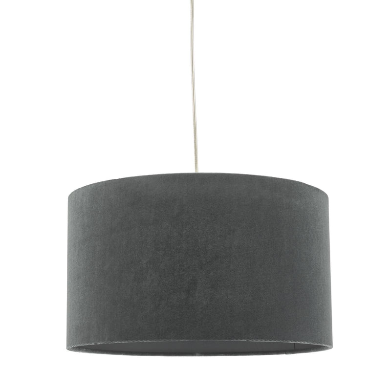 Dar Lighting Akavia Grey Velvet Drum Shade 35cm 35cm • AKA6539