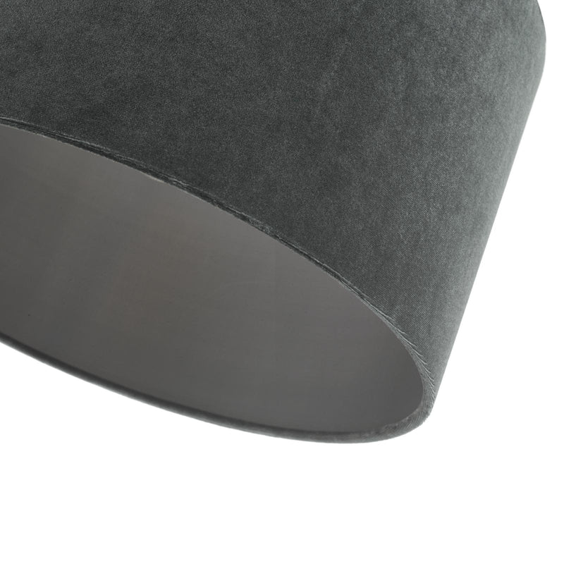 Dar Lighting Akavia Grey Velvet Drum Shade 35cm 35cm • AKA6539