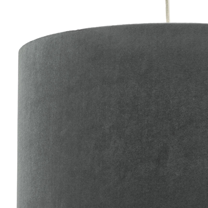 Dar Lighting Akavia Grey Velvet Drum Shade 35cm 35cm • AKA6539