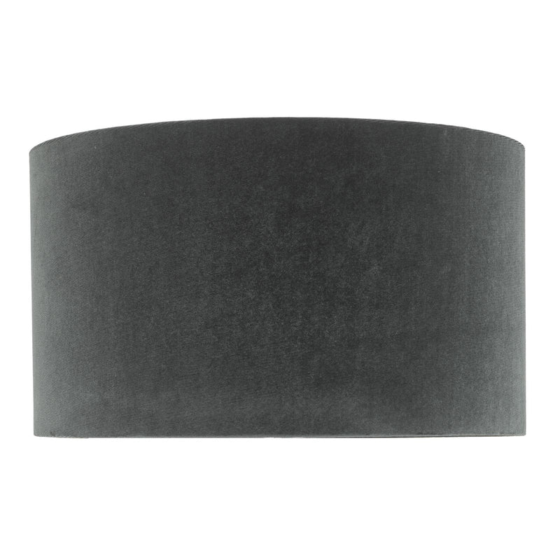 Dar Lighting Akavia Grey Velvet Drum Shade 35cm 35cm • AKA6539