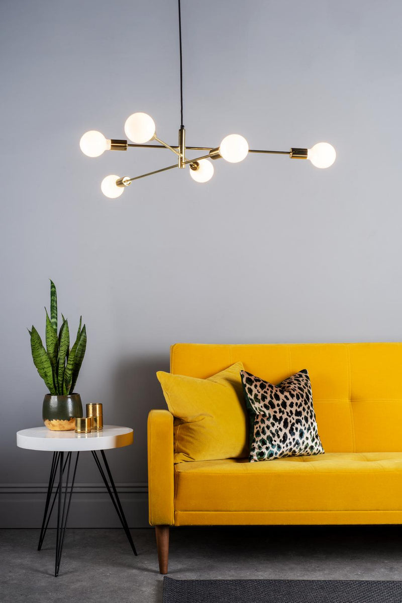 Dar Lighting Alana 6 Light Pendant Polished Gold • ALA0635