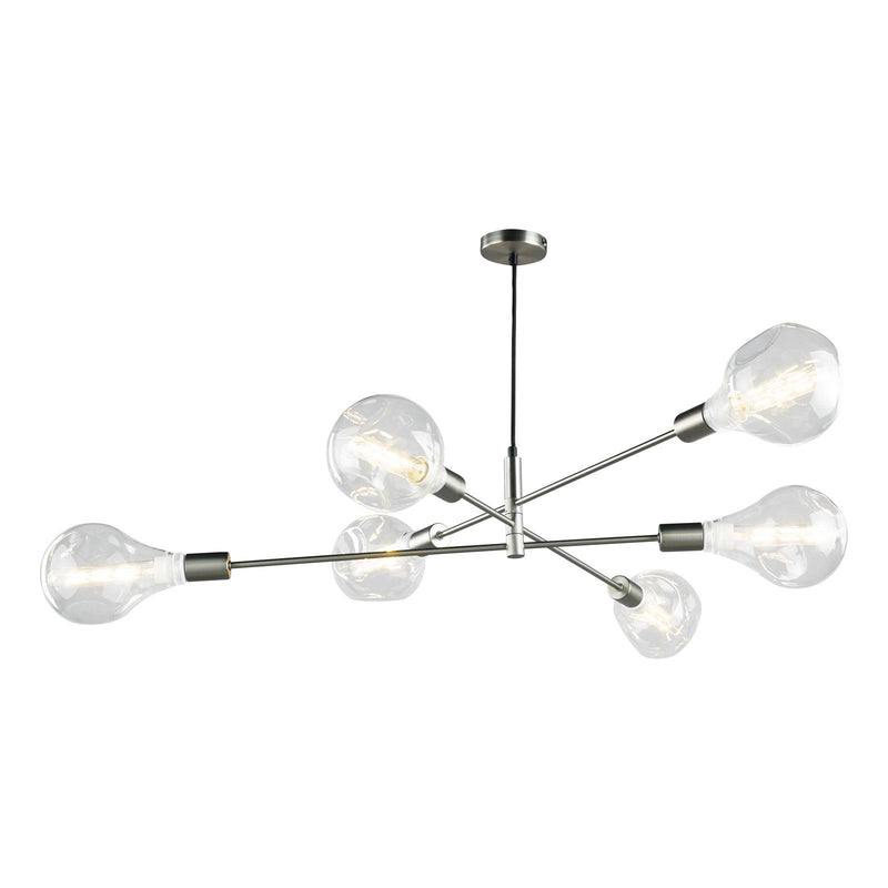 Dar Lighting Alana 6 Light Pendant Satin Chrome • ALA0646