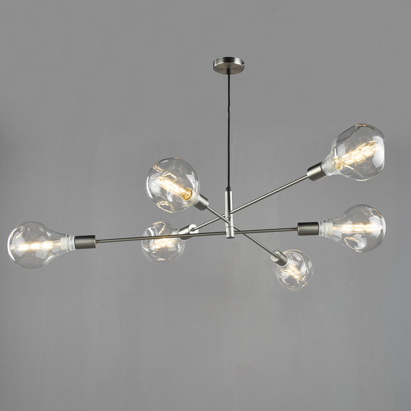 Dar Lighting Alana 6 Light Pendant Satin Chrome • ALA0646