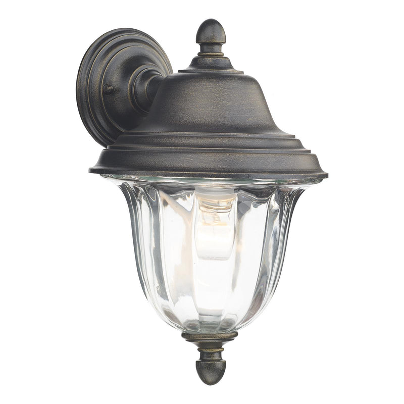 Dar Lighting Aldgate Outdoor Wall Light Black/Gold Glass IP44 • ALD1635