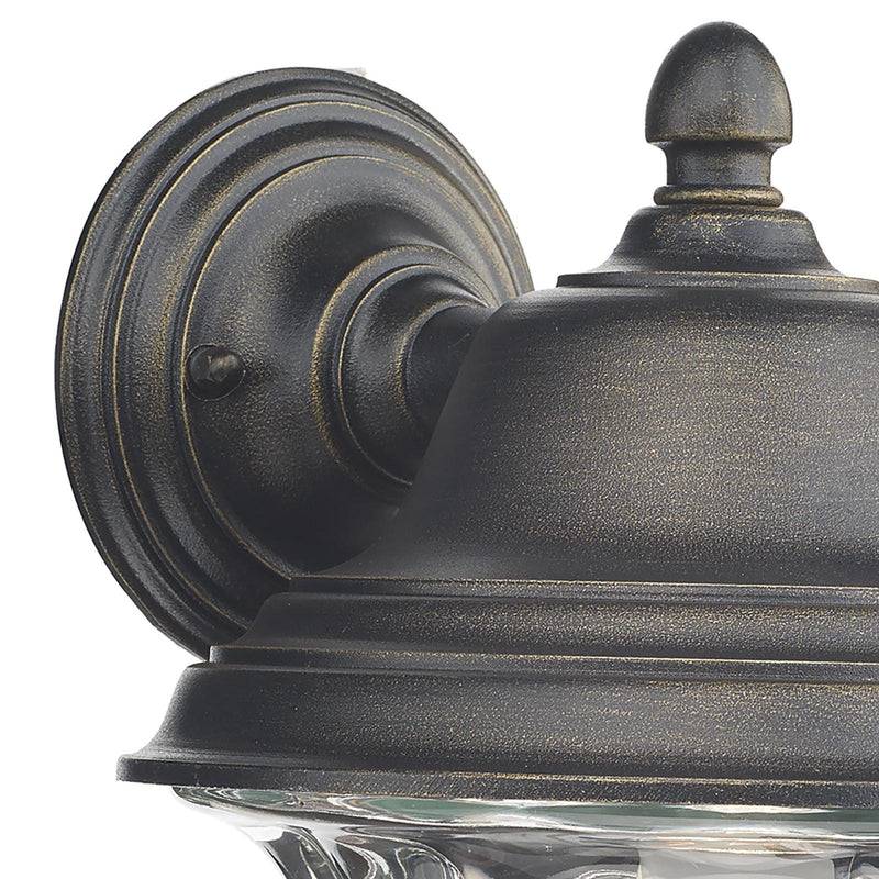 Dar Lighting Aldgate Outdoor Wall Light Black/Gold Glass IP44 • ALD1635