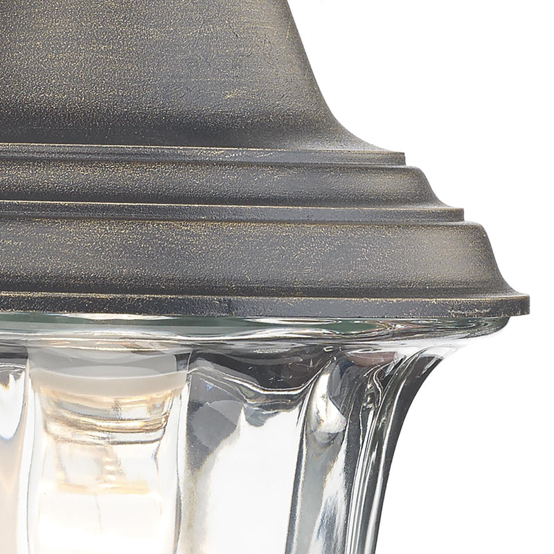 Dar Lighting Aldgate Outdoor Wall Light Black/Gold Glass IP44 • ALD1635