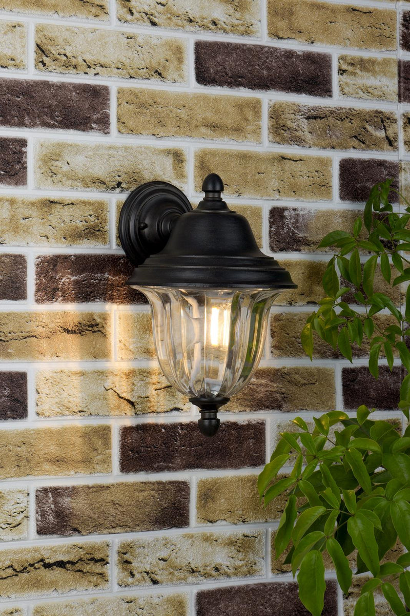 Dar Lighting Aldgate Outdoor Wall Light Black/Gold Glass IP44 • ALD1635