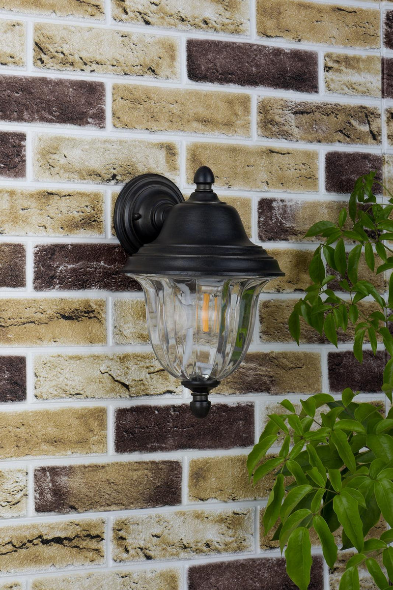 Dar Lighting Aldgate Outdoor Wall Light Black/Gold Glass IP44 • ALD1635