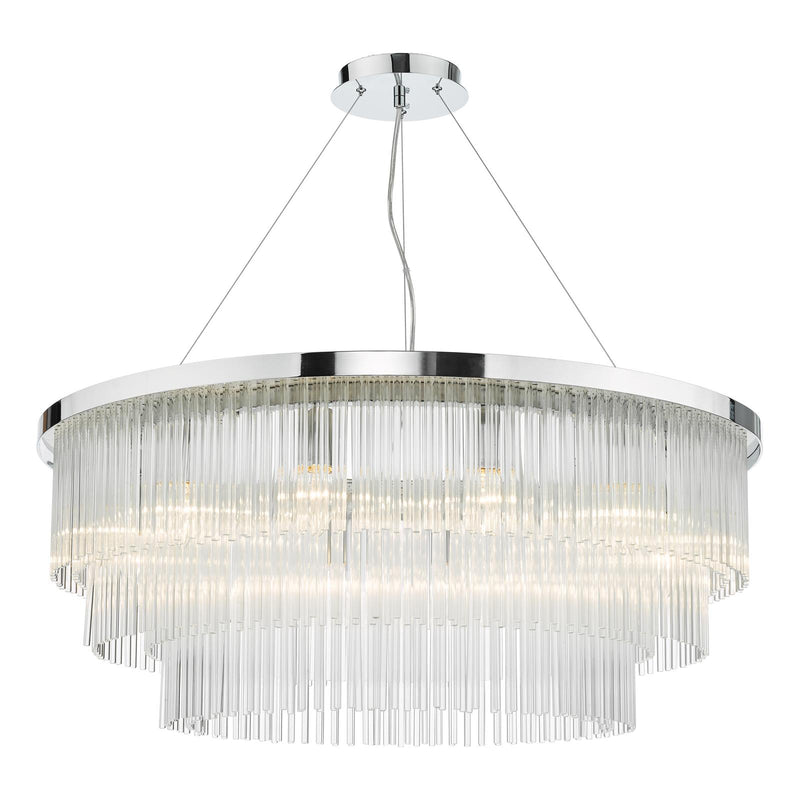 Dar Lighting Alpheios 12 Light Chandelier Polished Chrome Glass • ALP1244
