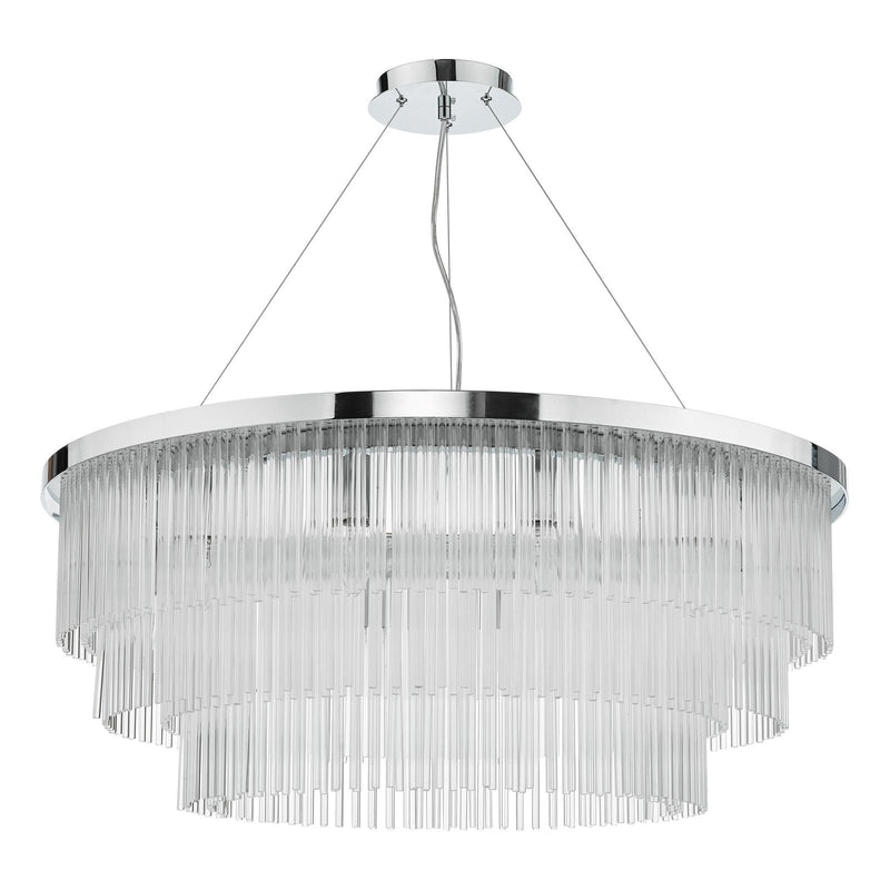 Dar Lighting Alpheios 12 Light Chandelier Polished Chrome Glass • ALP1244