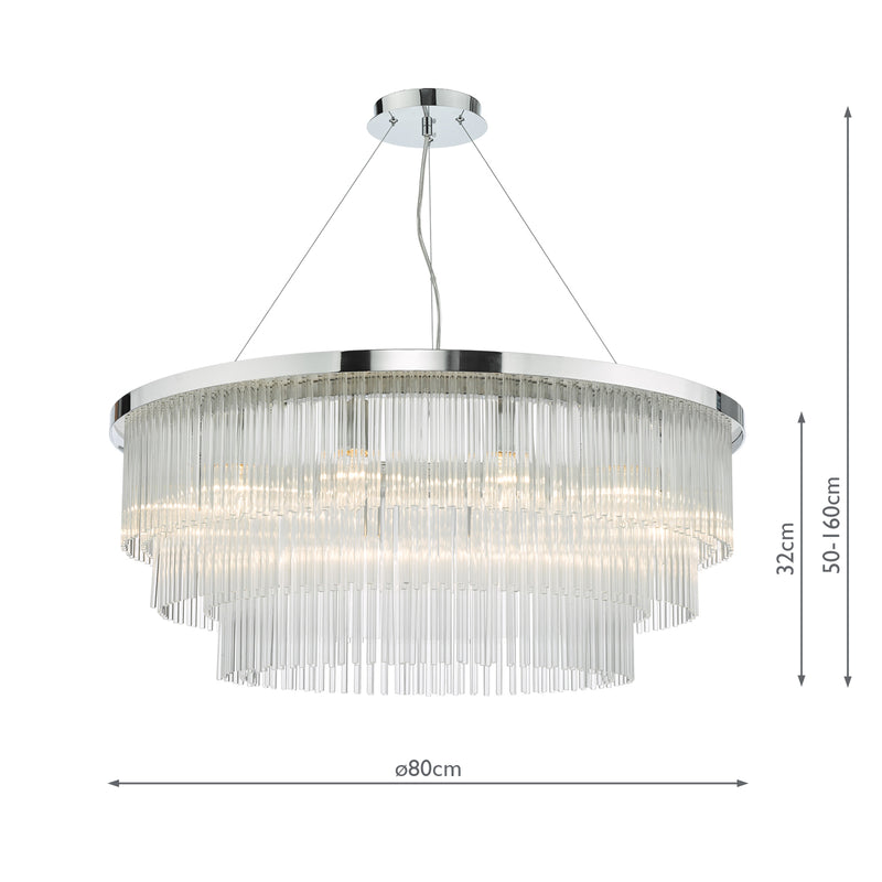 Dar Lighting Alpheios 12 Light Chandelier Polished Chrome Glass • ALP1244