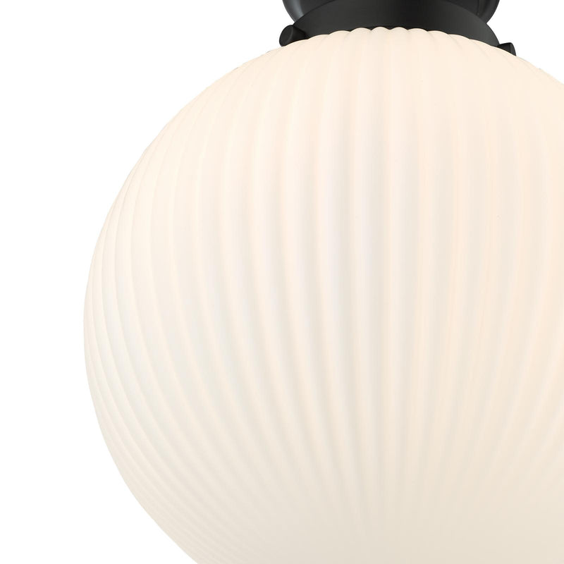 Dar Lighting Alrik Bathroom Flush Matt Black Opal Glass IP44 • ALR0122