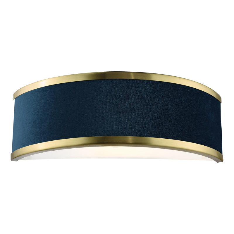 Dar Lighting Alvaro Wall Light Brushed Brass With Blue Shade • ALV0723