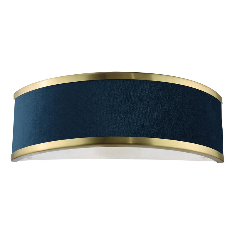 Dar Lighting Alvaro Wall Light Brushed Brass With Blue Shade • ALV0723