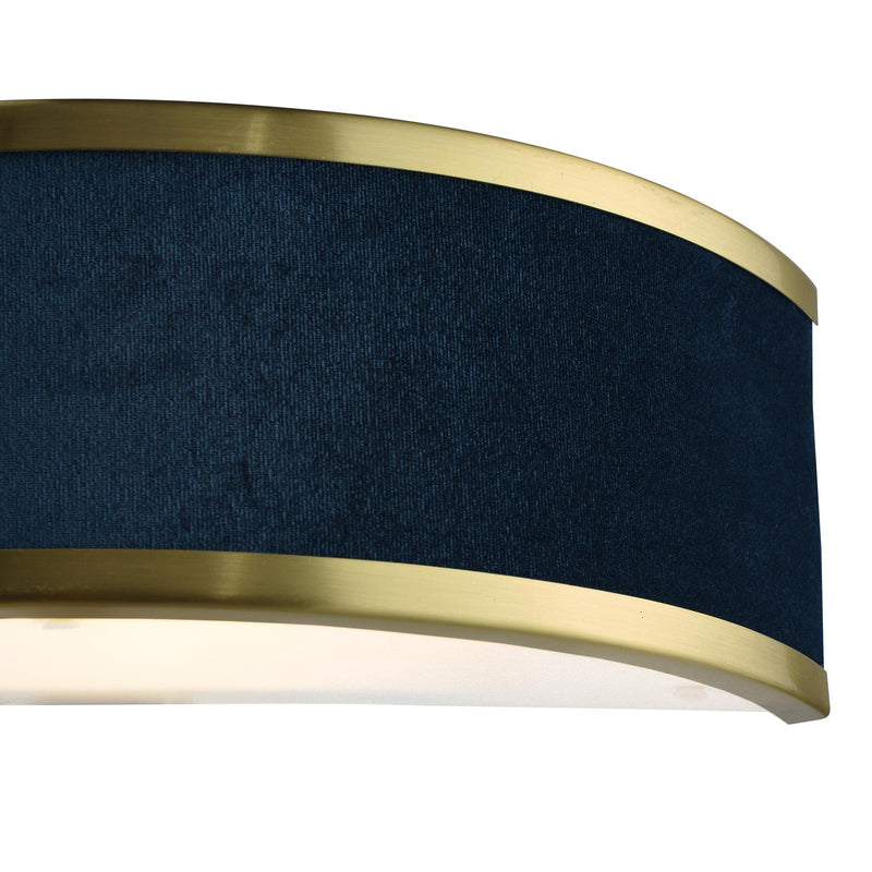 Dar Lighting Alvaro Wall Light Brushed Brass With Blue Shade • ALV0723
