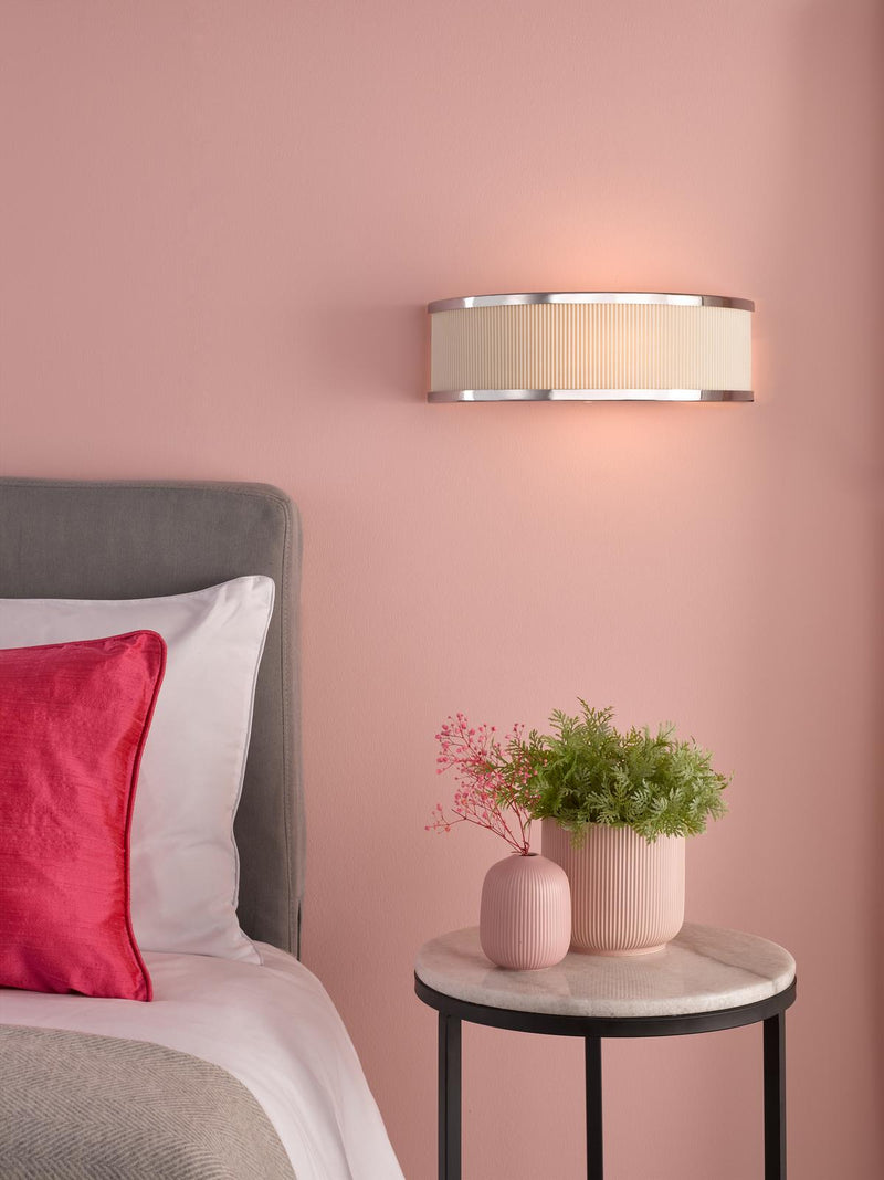 Dar Lighting Alvaro Wall Light Polished Chrome With Ivory Shade • ALV0733