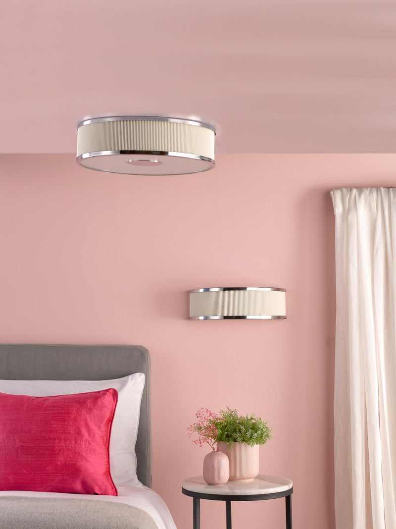 Dar Lighting Alvaro Wall Light Polished Chrome With Ivory Shade • ALV0733