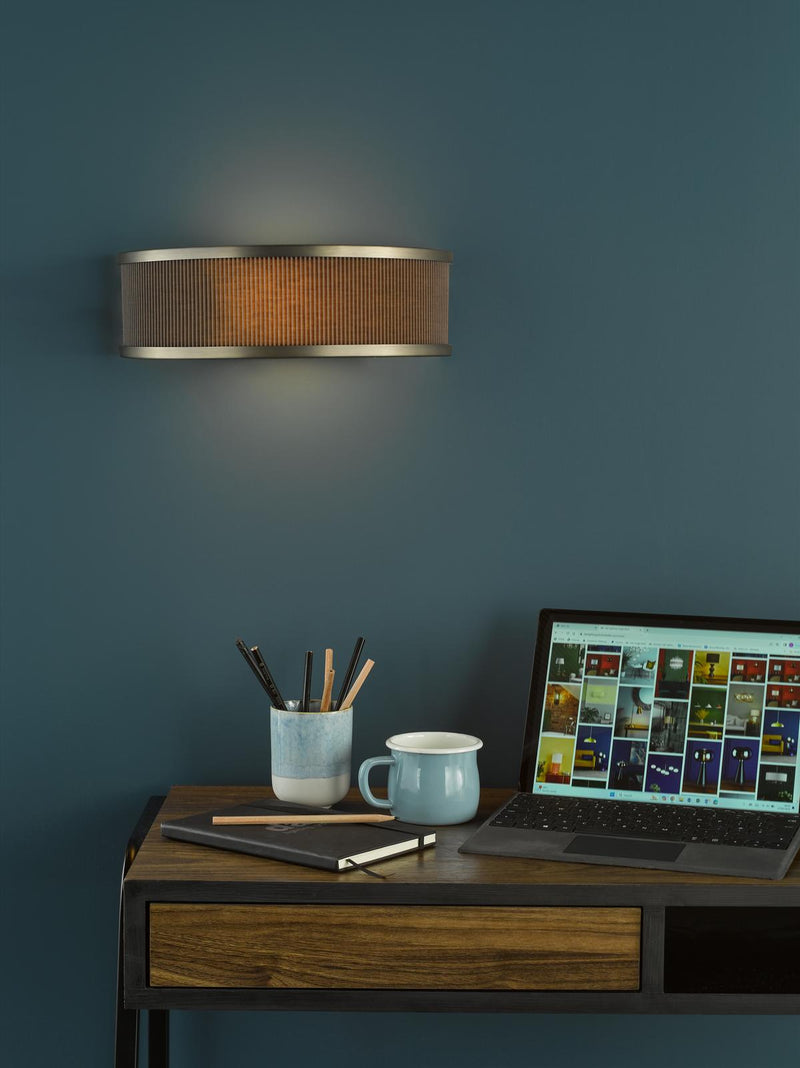 Dar Lighting Alvaro Wall Light Antique Bronze With Brown Shade • ALV0739