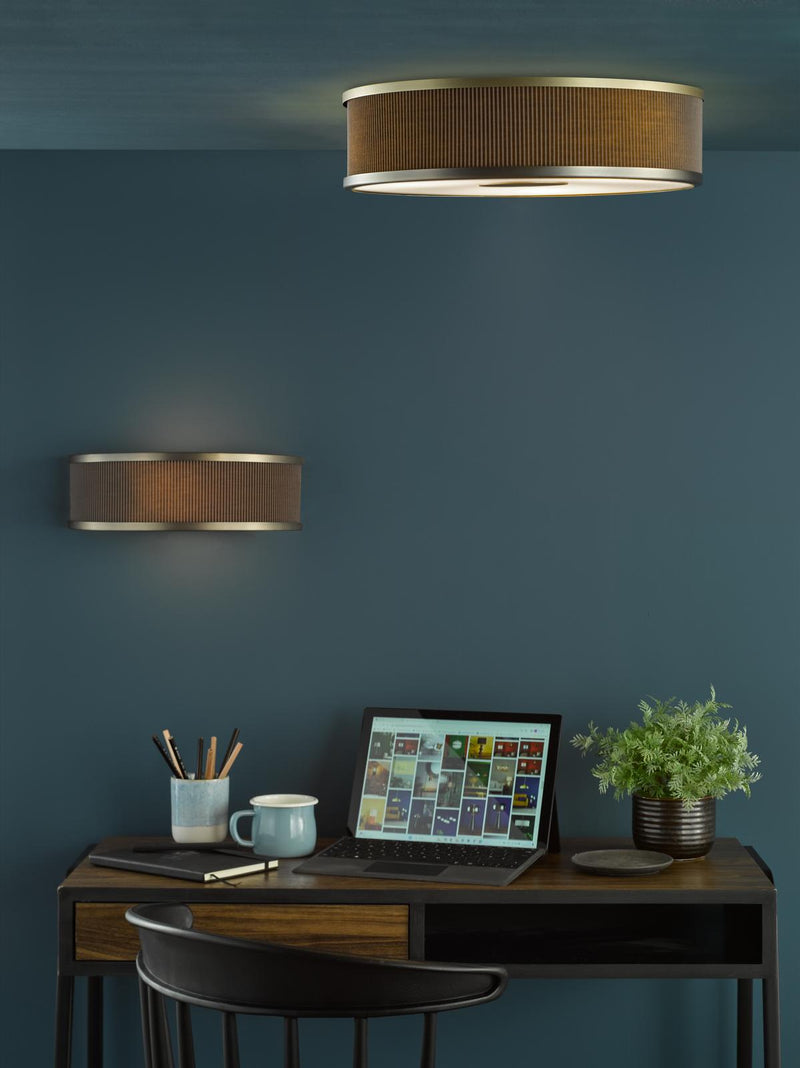 Dar Lighting Alvaro Wall Light Antique Bronze With Brown Shade • ALV0739