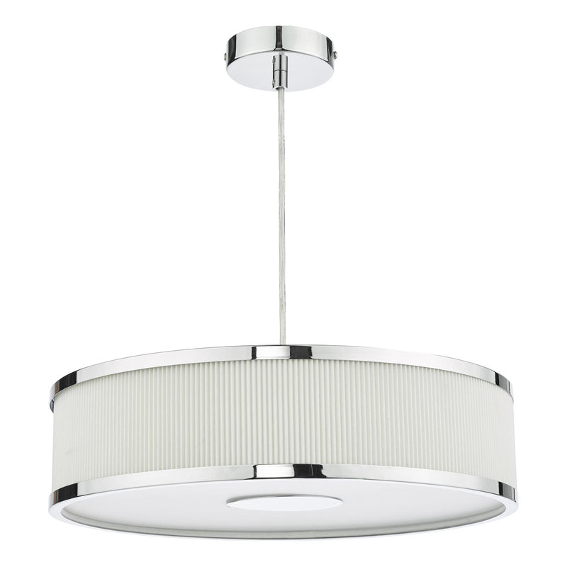 Dar Lighting Alvaro 3 Light Pendant Polished Chrome and Ivory With Shade • ALV1033