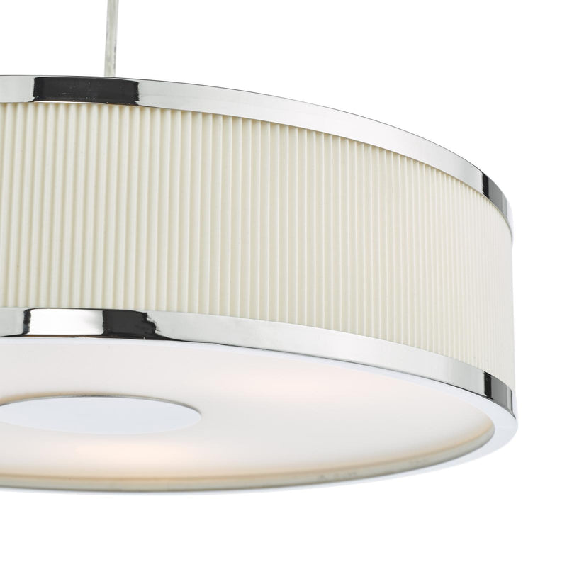 Dar Lighting Alvaro 3 Light Pendant Polished Chrome and Ivory With Shade • ALV1033